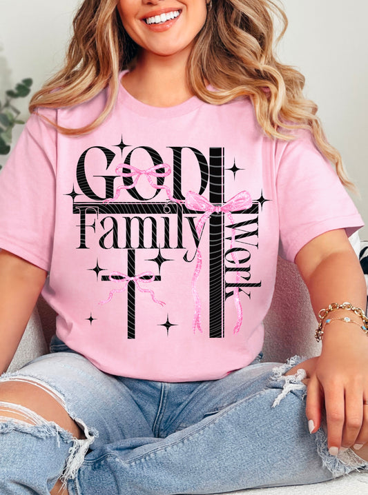 God Family Work in BlackChristian Shirt