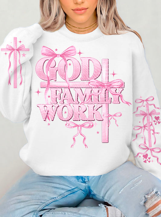 God Family Work in Pink Christian Shirt