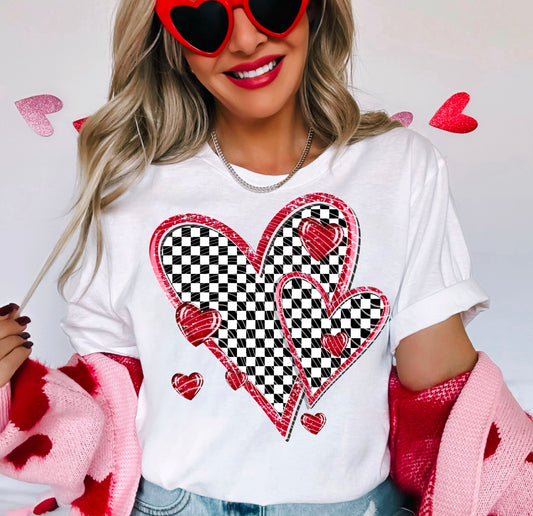 Checkered Heart Valentine Graphic Tee