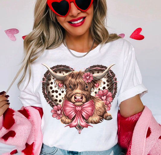 Highland Cow Valentine Graphic Tee